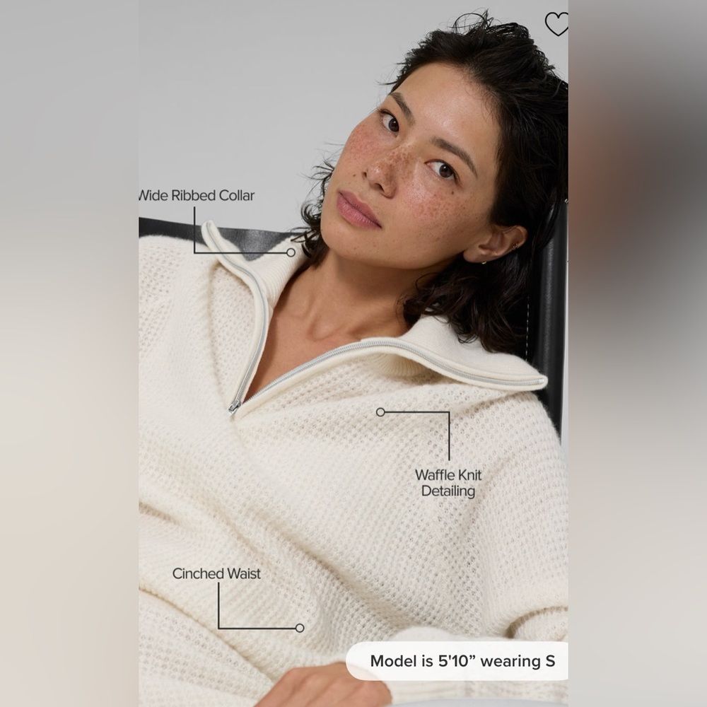 Alo Yoga Cashmere Plush Waffle 1/4 Zip Pullover - Picture 2 of 10